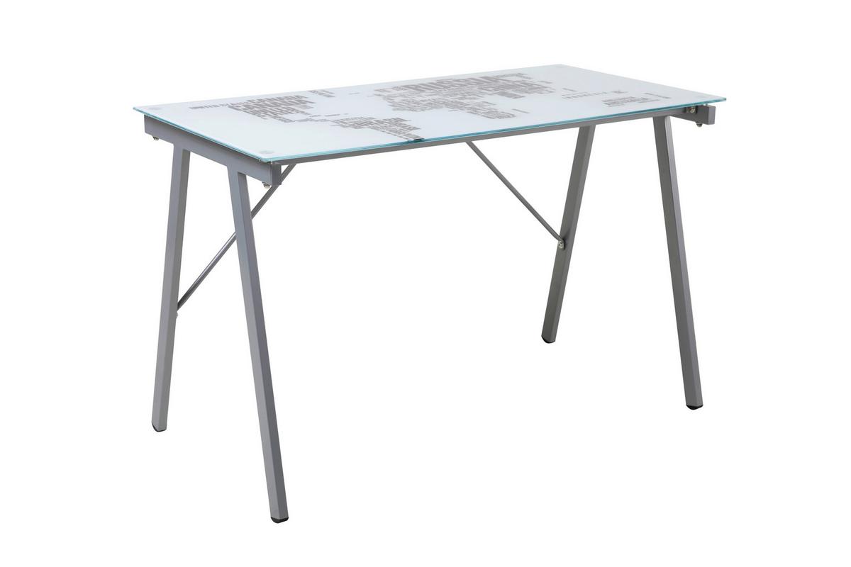Schreibtisch Grau, Weiß L: 113cm - Weiß/Grau, Design, Glas/Metall (113/58/73cm) - Livetastic
