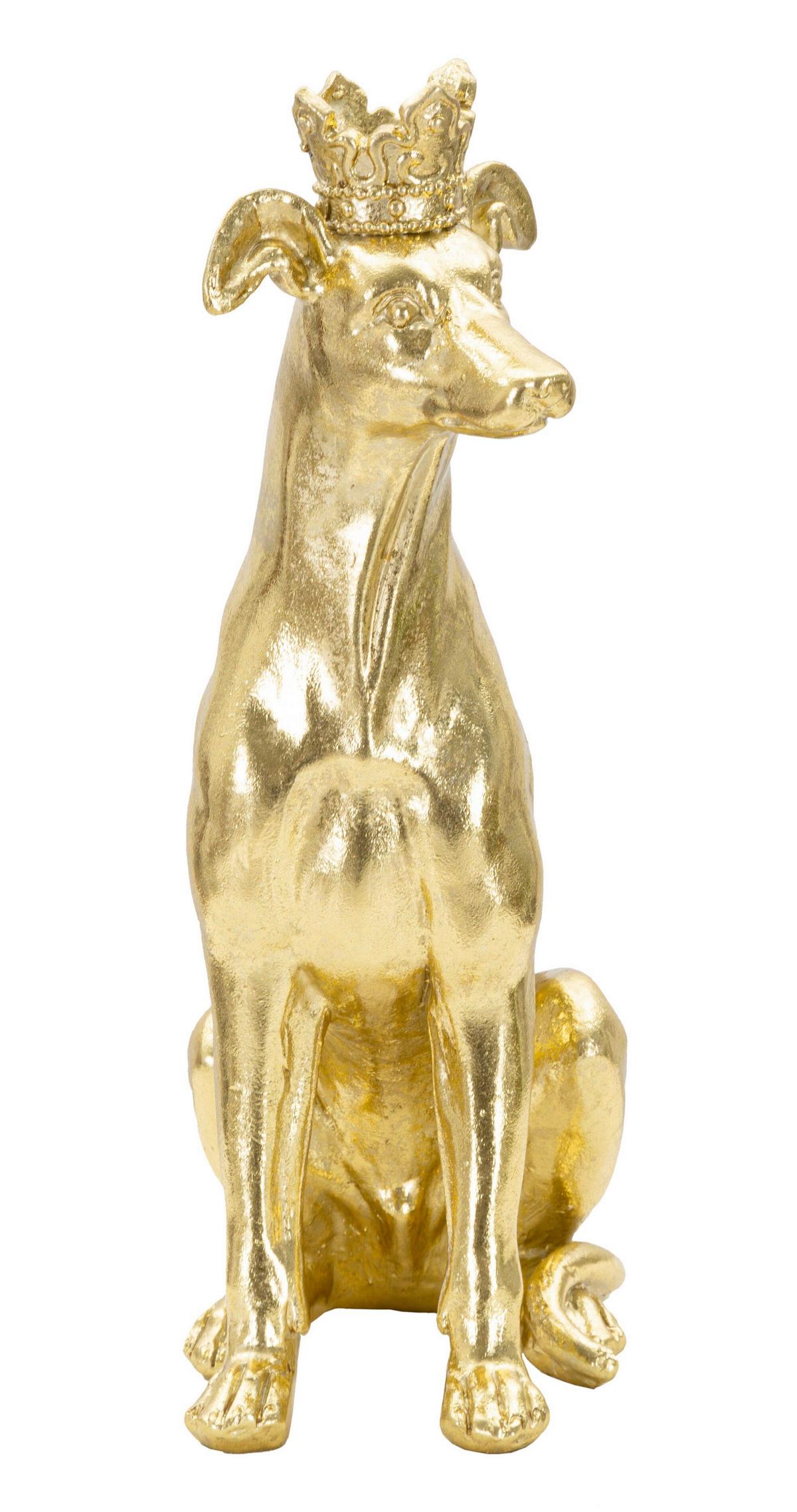 Skulptur Dog Gold Goldfarben, B: 20 cm - Goldfarben, Basics, Kunststoff (20/33/12.5cm)