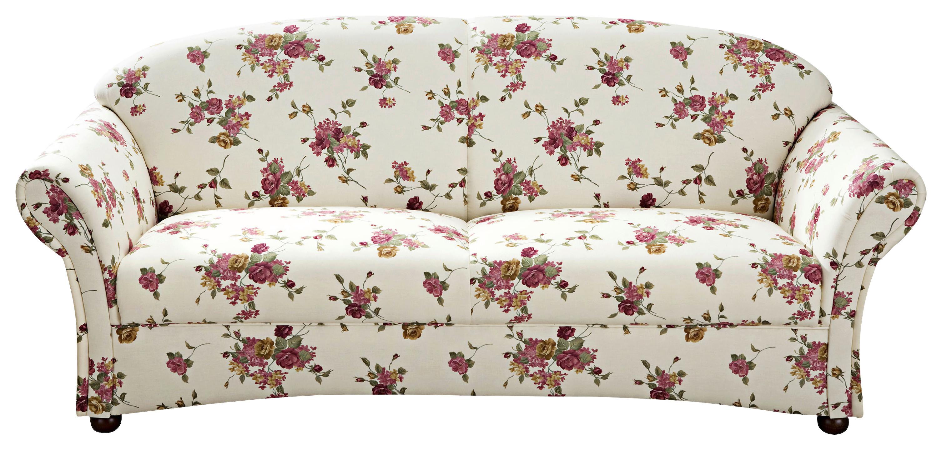 3-Sitzer-Sofa Corona Rot/Beige, Blumen Design - Beige/Rot, Design, Textil (202/85/81cm) - Max Winzer