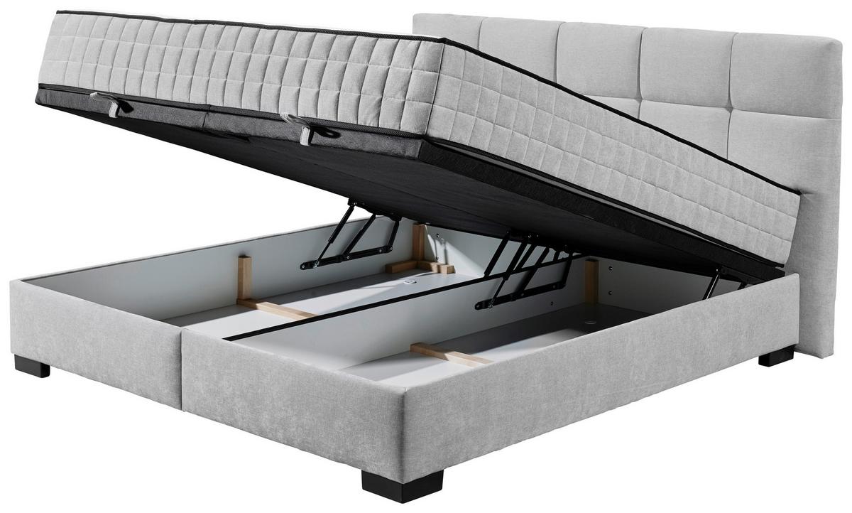 Boxbett Nagol A - Hellgrau/Schwarz, MODERN, Holzwerkstoff/Textil (160/200cm) - MID.YOU
