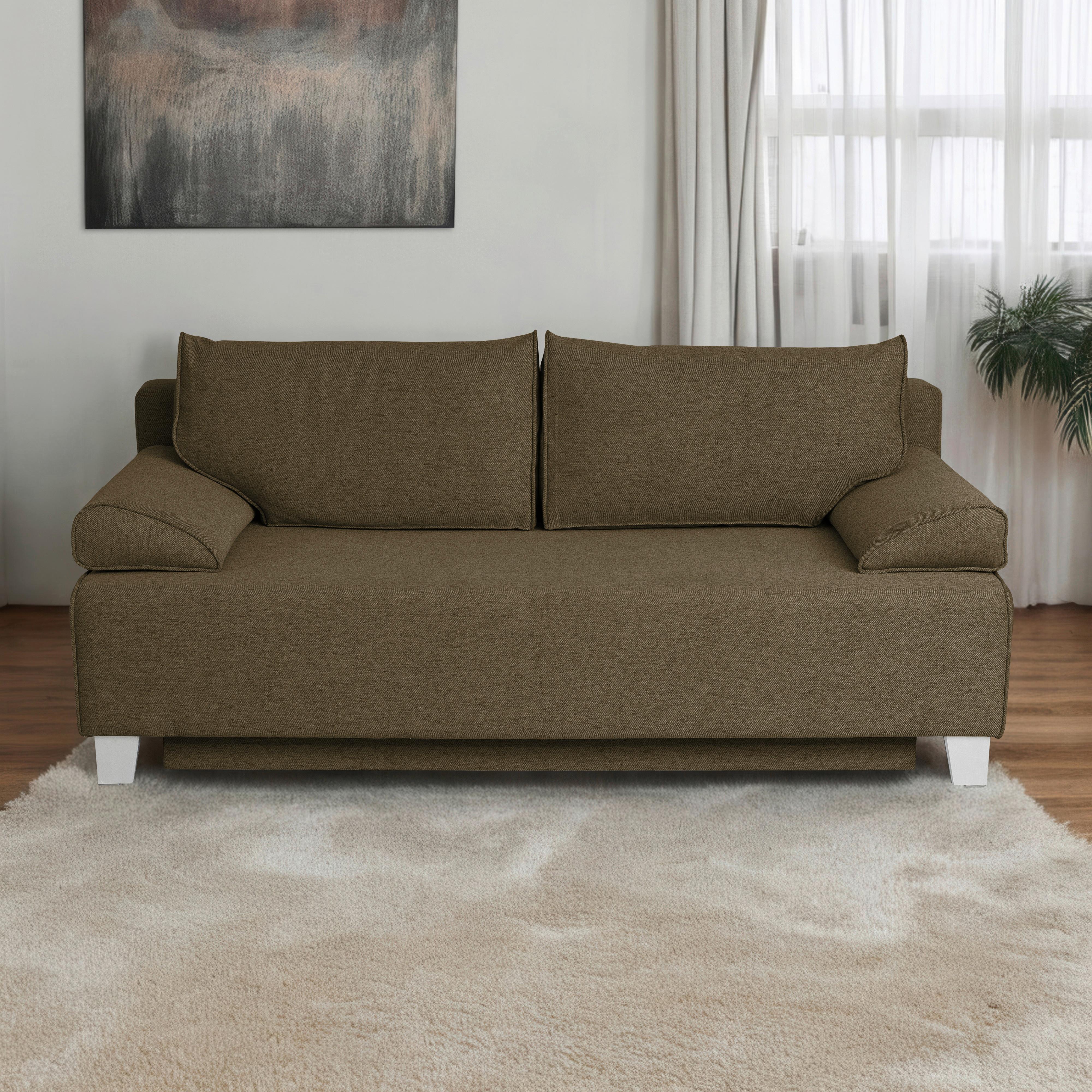 Schlafsofa Lena - Weiß/Braun, Design, Textil (190/75/97cm) - P & B