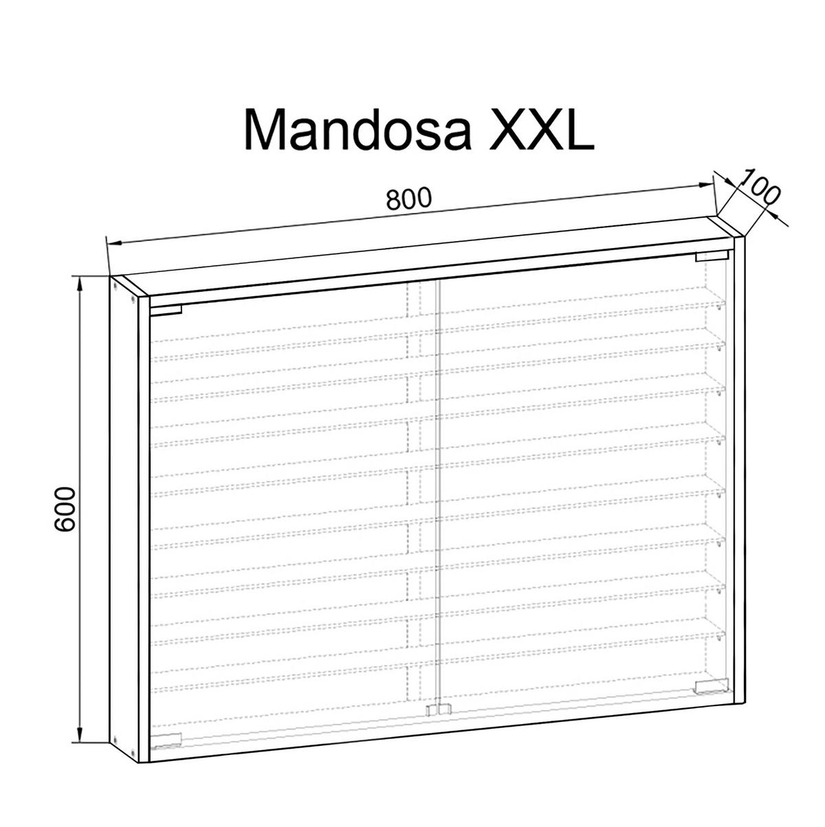 Hängevitrine Mandosa XXL B: 80 cm Weiß mit Glastüren - Weiß, MODERN, Glas/Holzwerkstoff (80/60/10cm) - MID.YOU