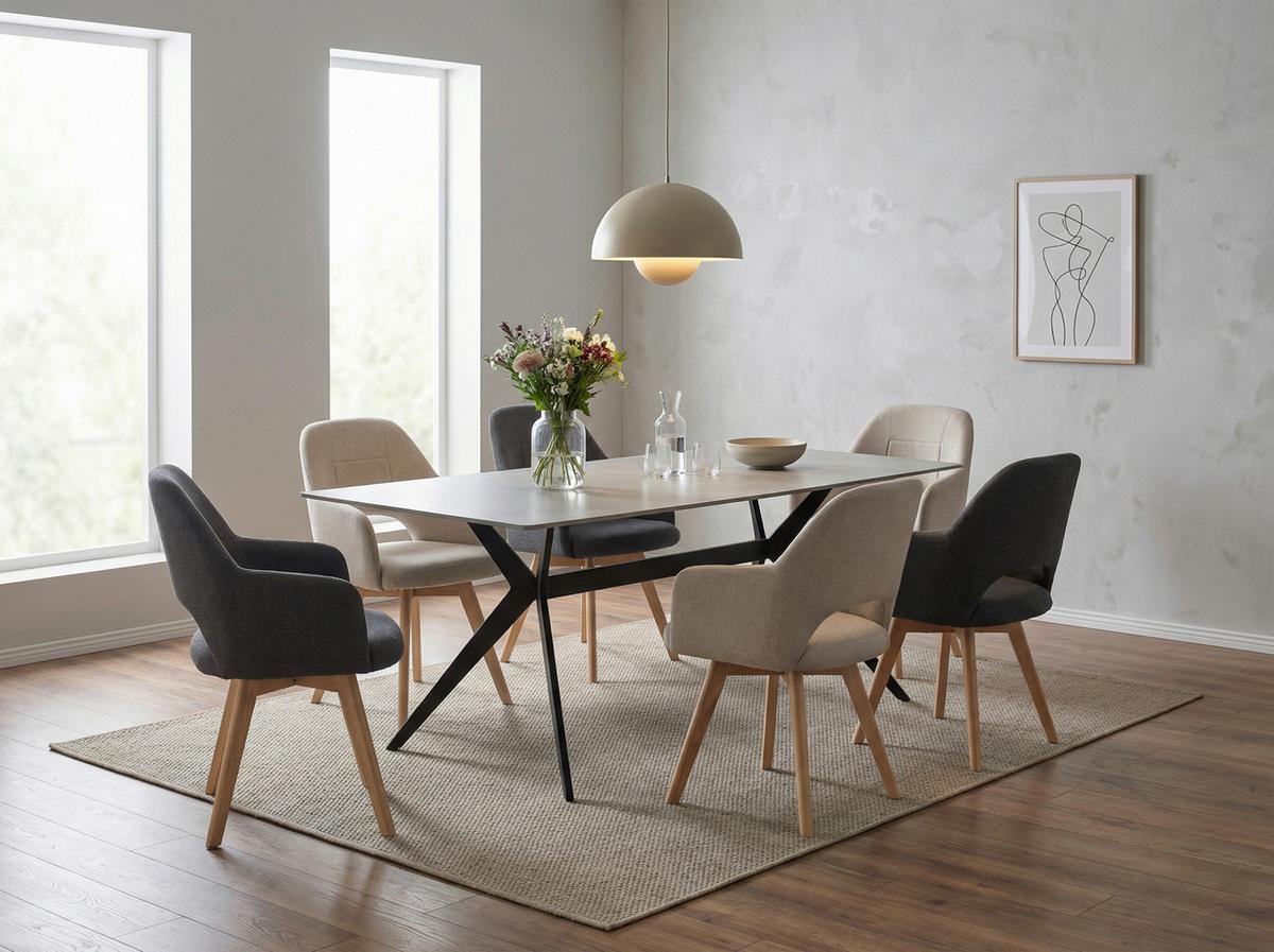 SESSELSET STADE S 2ER-SET - Beige/Buchefarben, MODERN, Holz/Textil (57/88/61cm) - P & B