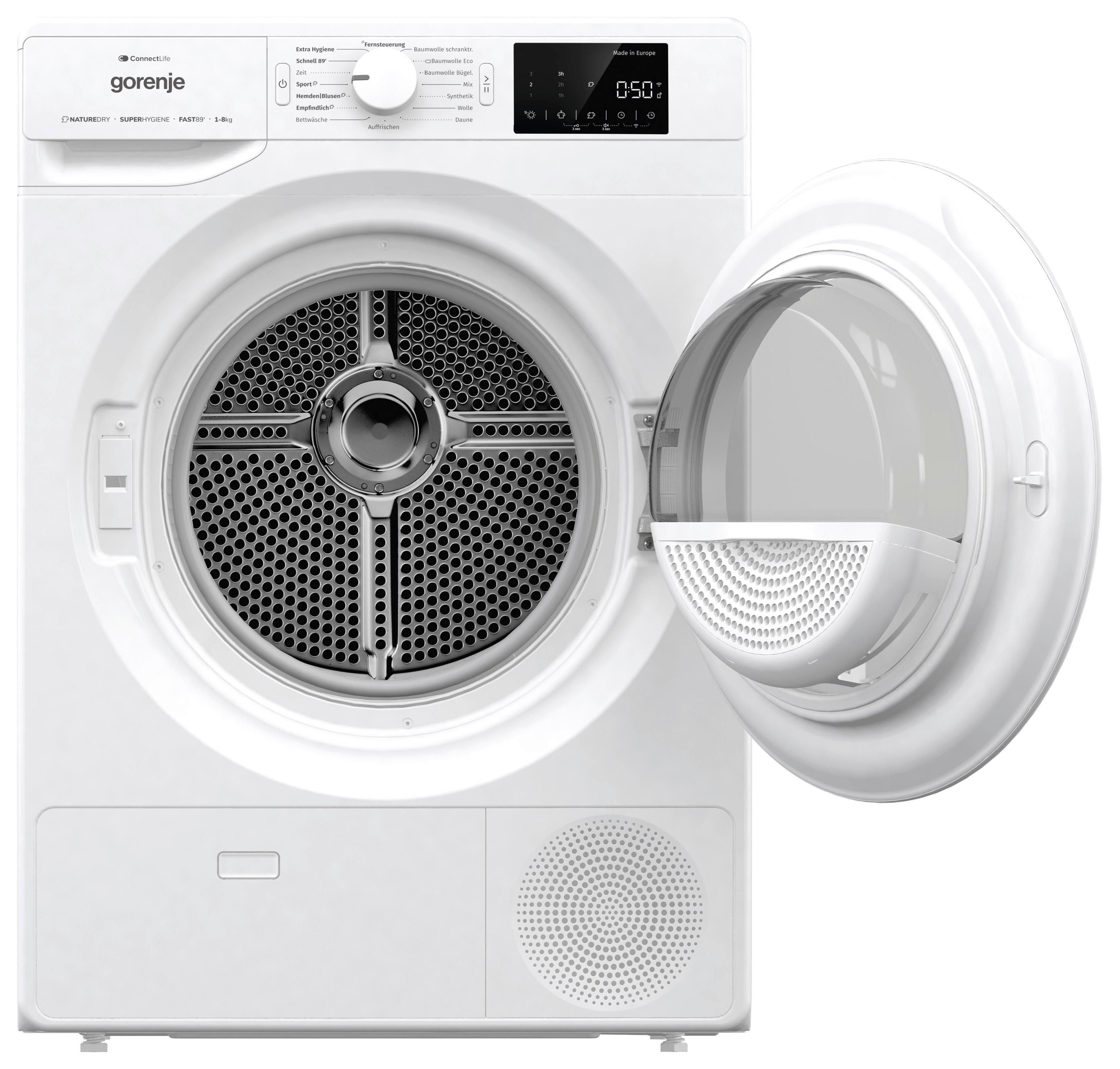 Wärmepumpentrockner Dpne83/Gn - Weiß, LIFESTYLE, Glas/Kunststoff (60/85/62,5cm) - Gorenje