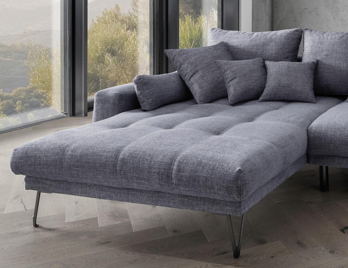 Ecksofa Garda, Blau S: 192x310 cm - Blau/Schwarz, KONVENTIONELL, Textil (192/310cm) - Livetastic