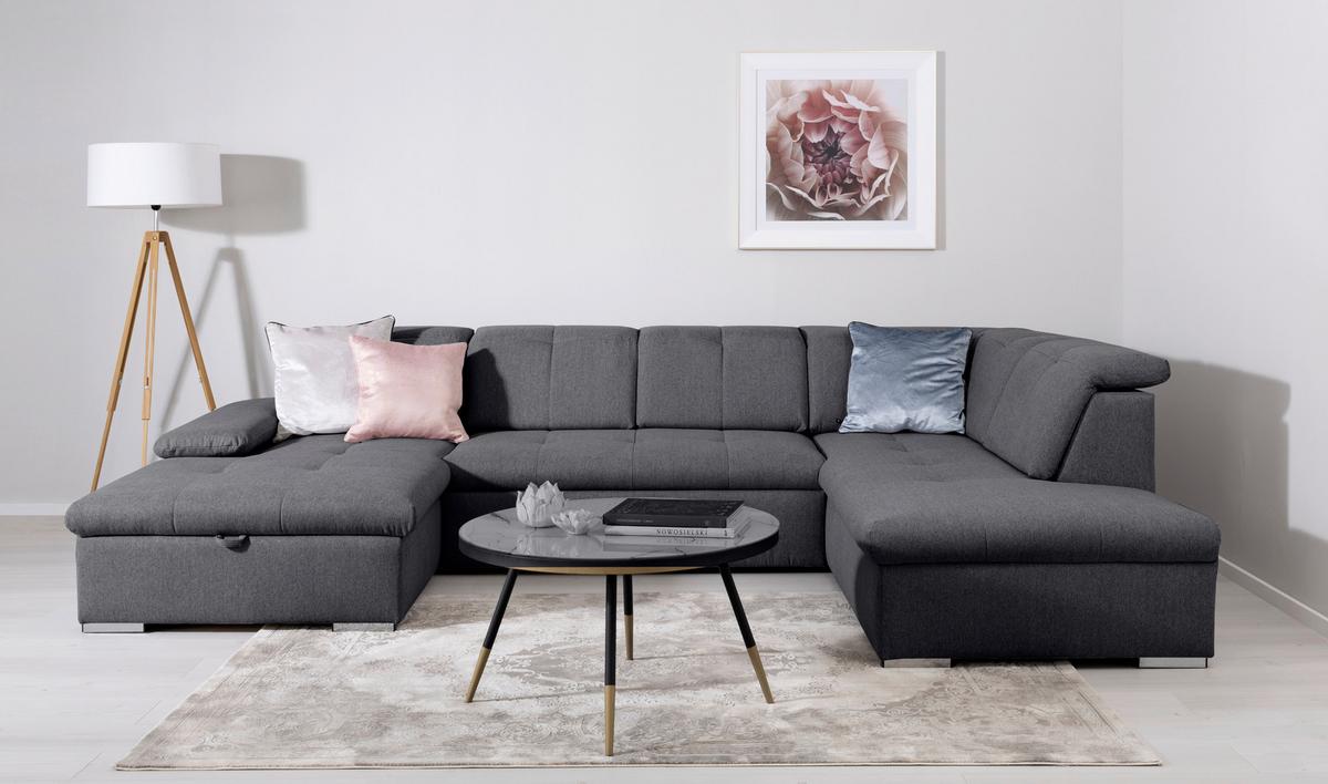 Wohnlandschaft Ramzes Dunkelgrau U: 173x328x215 cm - Dunkelgrau/Grau, Design, Textil (173/328/215cm) - MID.YOU