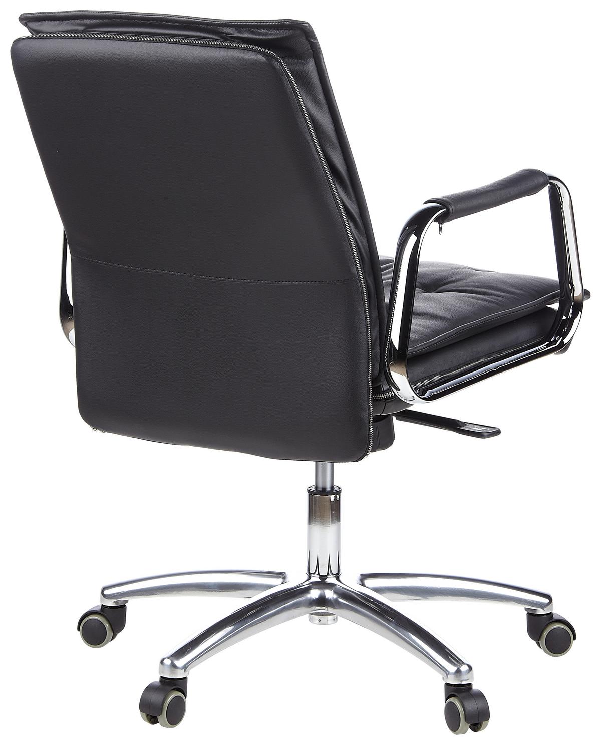 Chefsessel Villa Schwarz Bis 120 Kg - Silberfarben/Schwarz, Basics, Leder/Kunststoff (60/109/48cm) - MID.YOU
