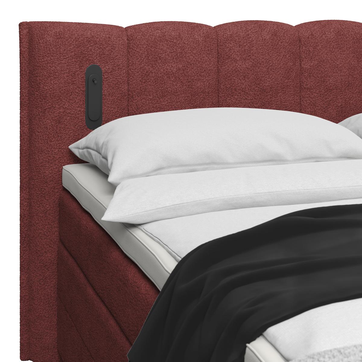 Boxspringbett Elysia inkl. Bettkasten 200x200 - Bordeaux/Schwarz, Trend, Holz/Holzwerkstoff (200/200cm) - Luca Bessoni