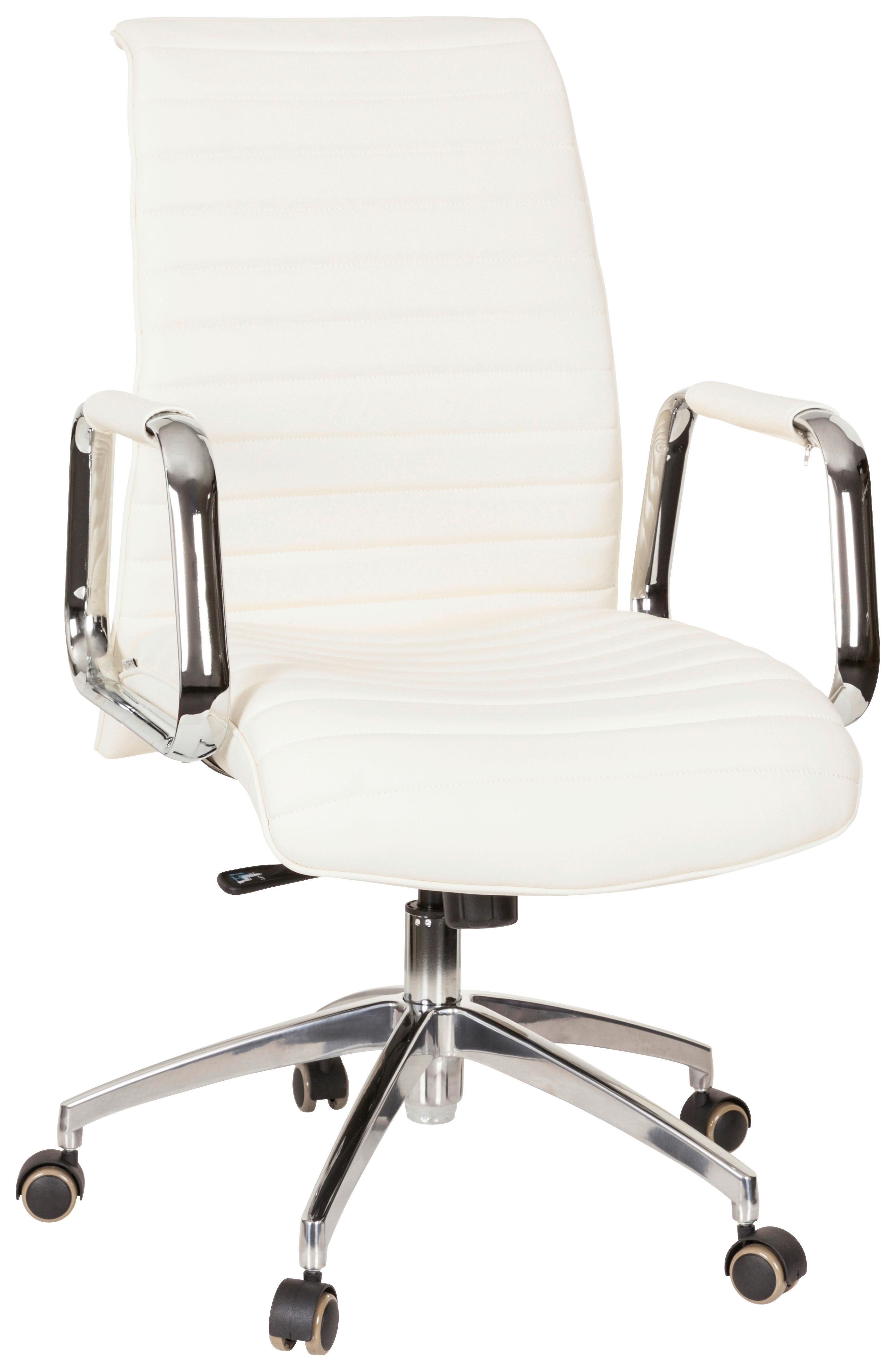 Drehstuhl Aspera 10 Cremefarben - Silberfarben/Creme, MODERN, Leder/Kunststoff (59/114/50cm) - MID.YOU