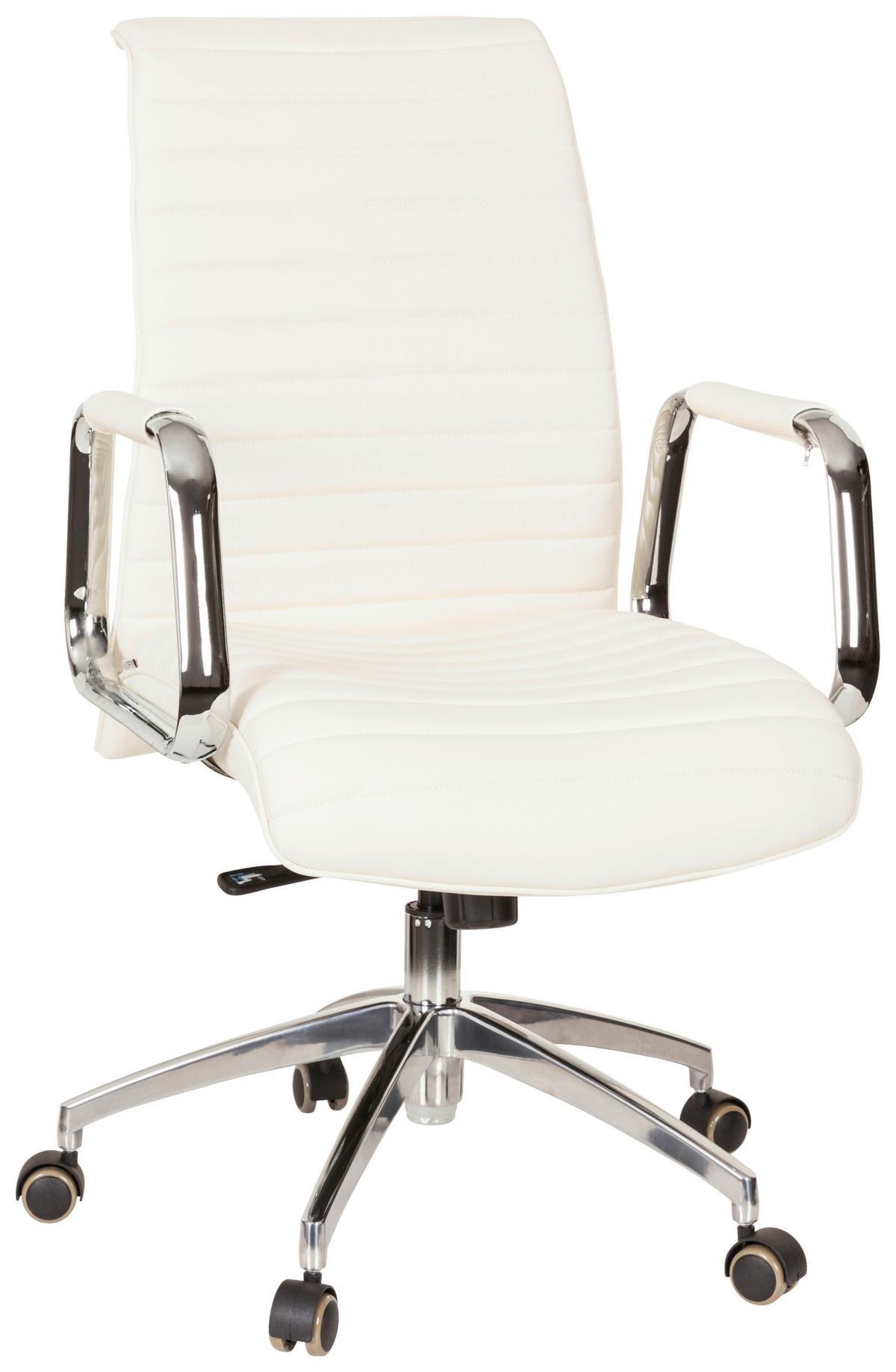 Drehstuhl Aspera 10 Cremefarben - Silberfarben/Creme, MODERN, Leder/Kunststoff (59/114/50cm) - MID.YOU