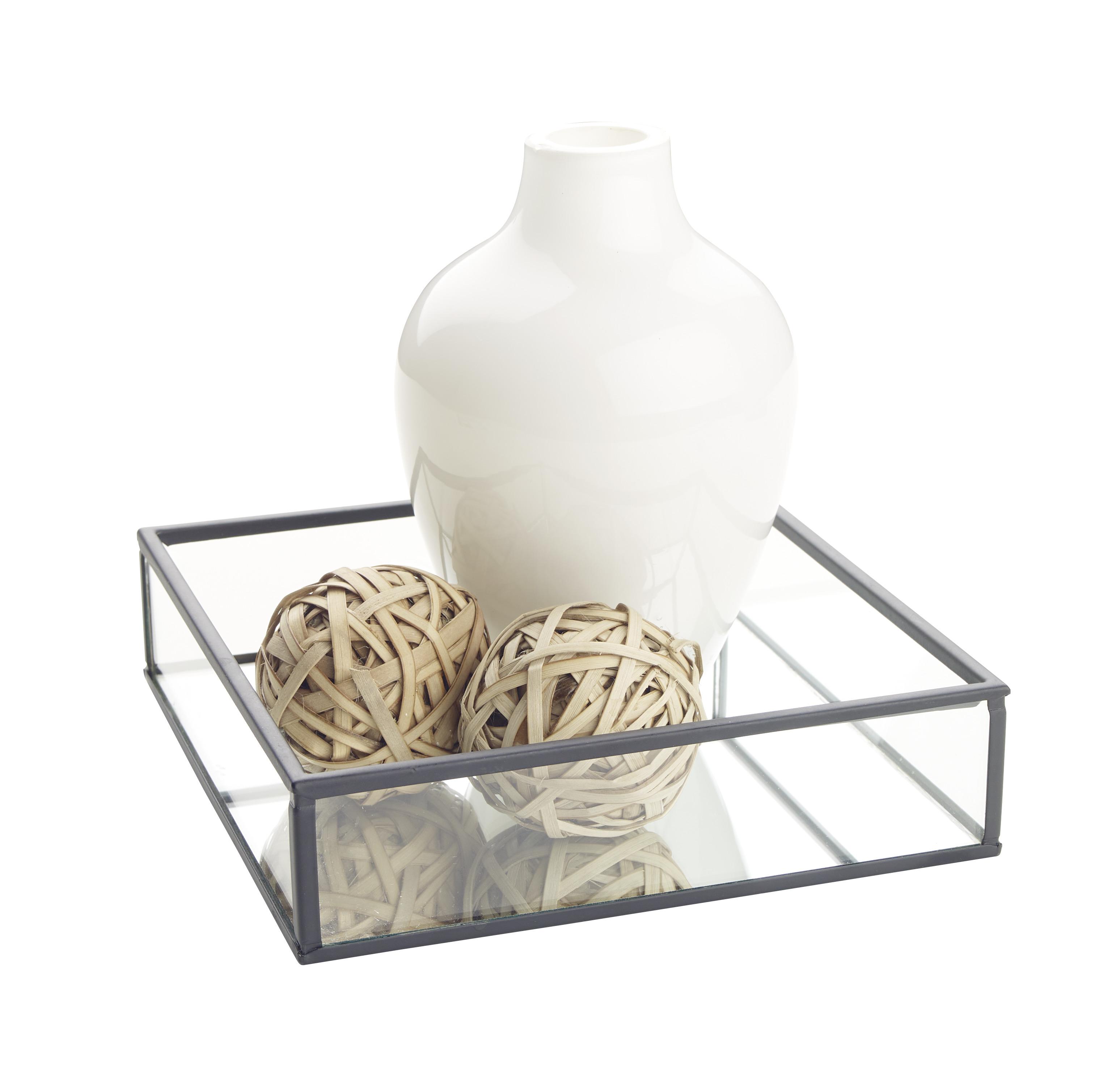Dekoračná Tácňa Marion - čierna/číre, Design, kov/sklo (18/4.8cm) - Modern Living