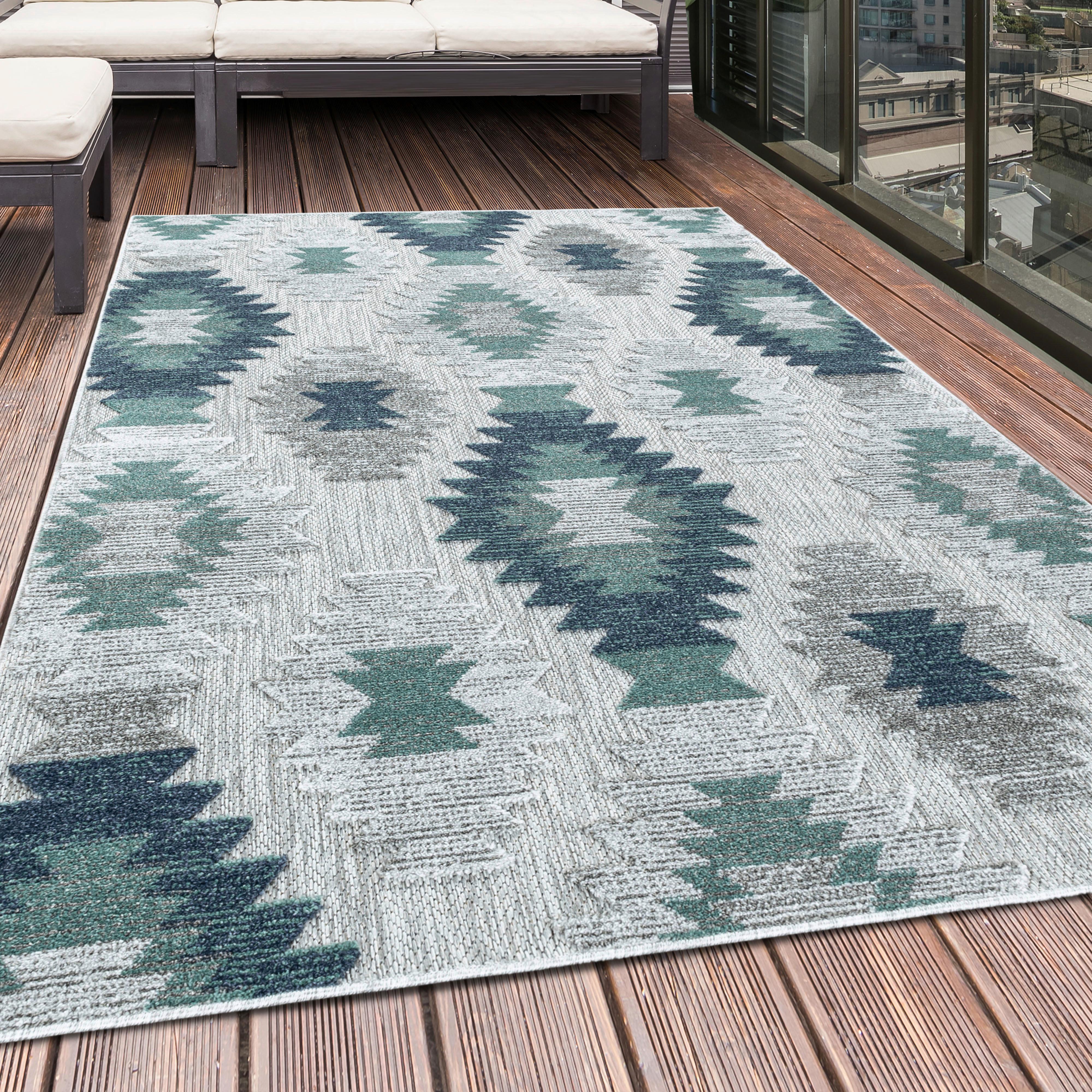 Flachwebteppich Bahama - Blau, Design, Textil (140/200cm) - Novel