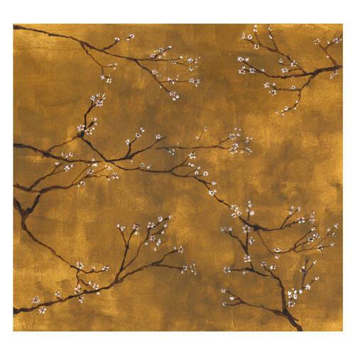 Fototapete Chinesische Blumen - Gelb, Basics, Papier/Kunststoff (300/280/11cm)