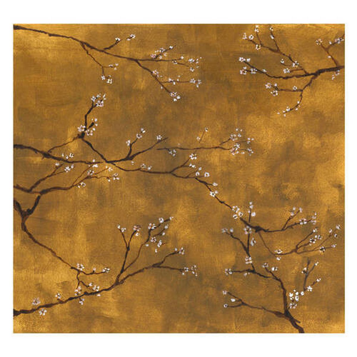 Fototapete Chinesische Blumen - Gelb, Basics, Papier/Kunststoff (300/280/11cm)