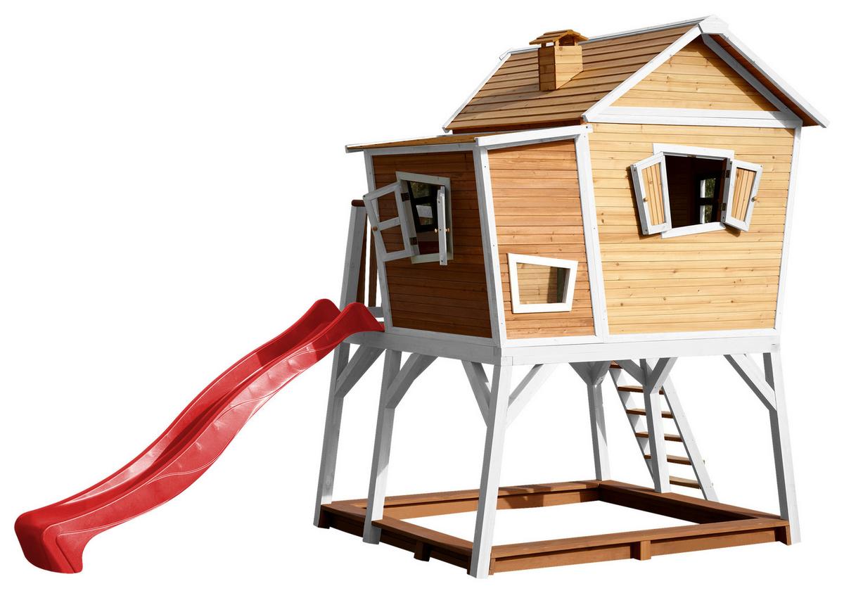 Spielturm A030.150.21 - Rot/Braun, KONVENTIONELL, Holz (432/288/193cm) - Ambia Garden