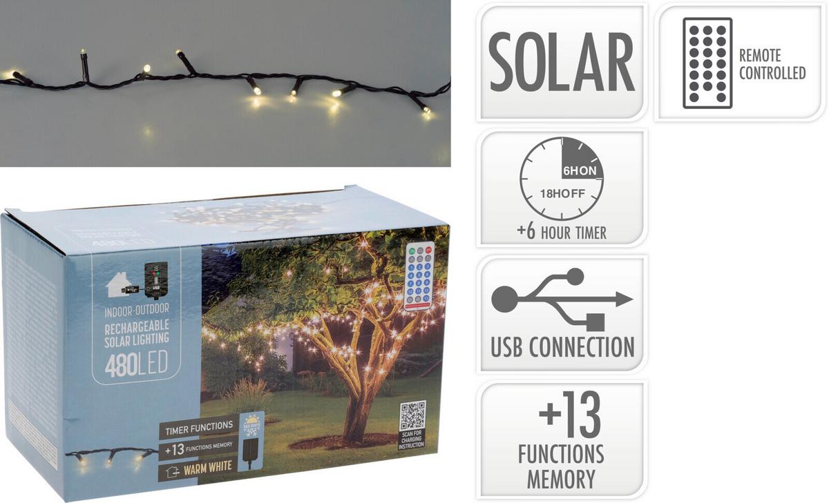 Napelemes Fényfüzér Napelemes Fényfüzér - fekete, Basics, műanyag (300cm)