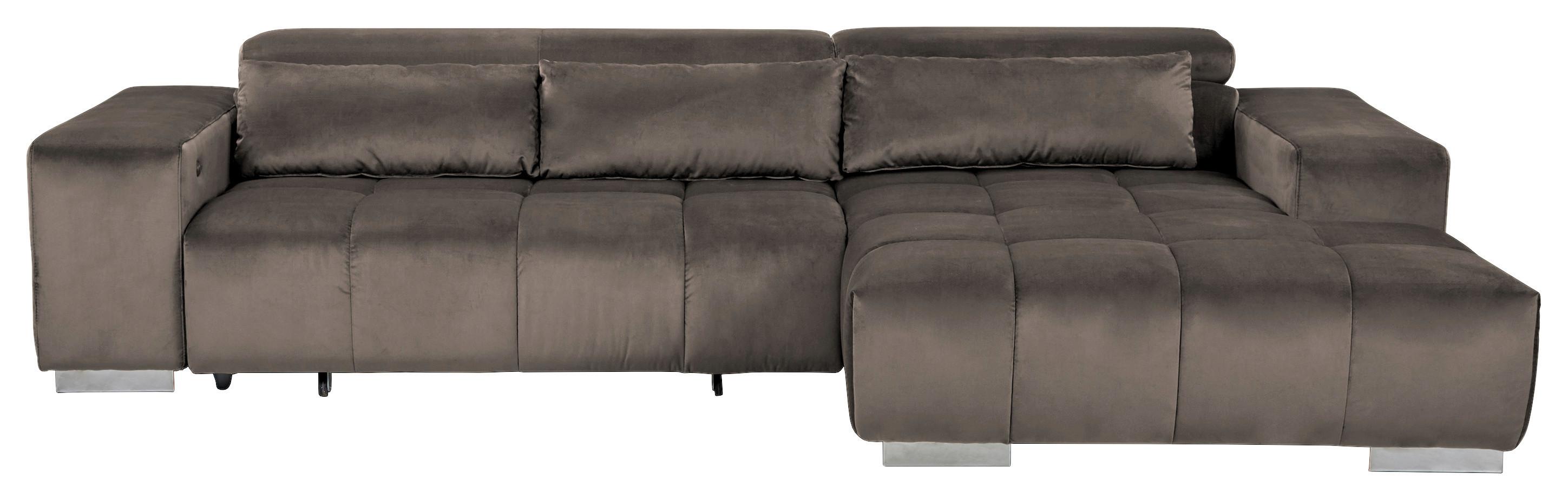 Ecksofa mit Relaxfunktion Orion Kopfstütze Klappbar Silberfar. - Silberfarben, KONVENTIONELL, Textil (307/186cm) - Livetastic