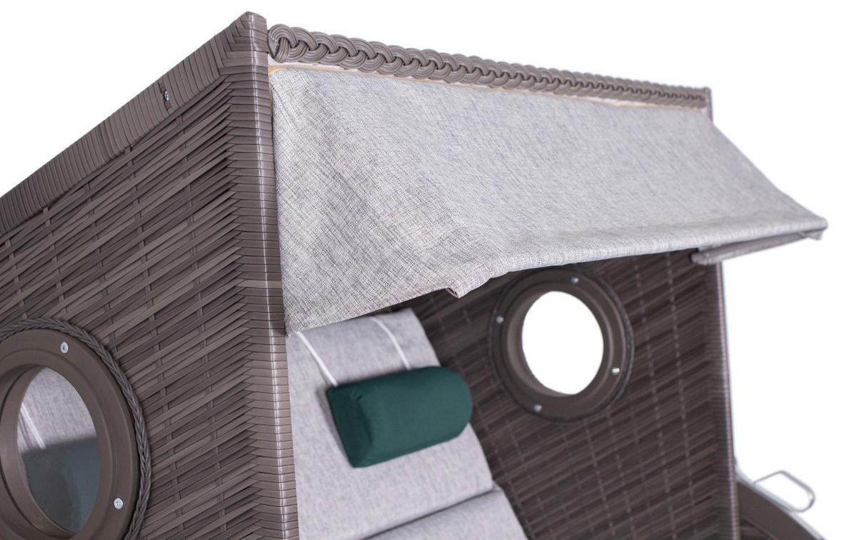 Strandkorb Ostsee Wave 2-Sitzer, Grau, Grün - Grau/Grün, Basics, Holz/Kunststoff (140/160/80cm) - Gardenson