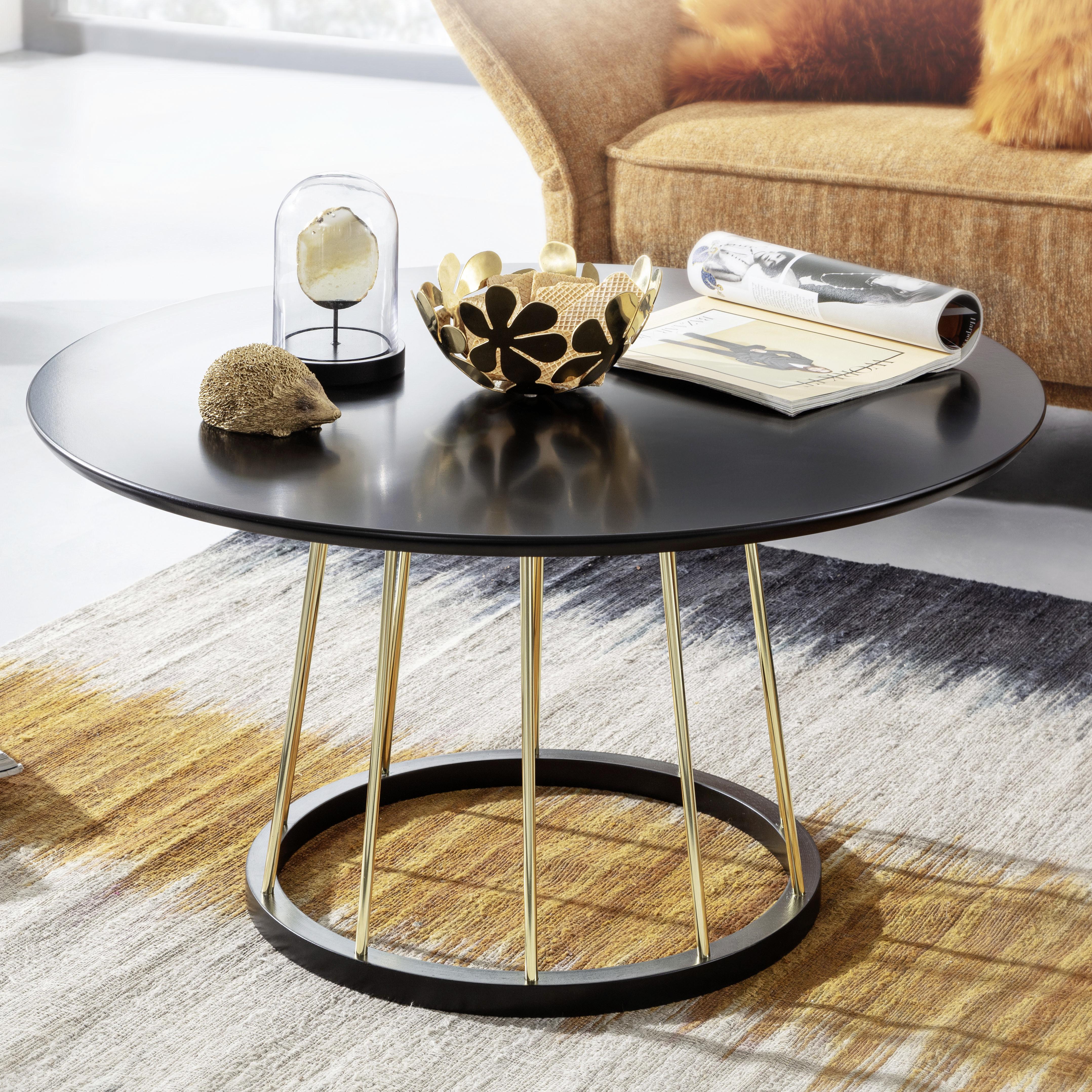 Couchtisch Wl6.489 - Goldfarben/Schwarz, MODERN, Holzwerkstoff/Metall (80/80/42cm) - MID.YOU