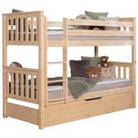 Etagenbett Sammy Kiefer Massiv Inkl. Bettkasten + Leiter - Naturfarben, MODERN, Holz (90/200cm) - MID.YOU