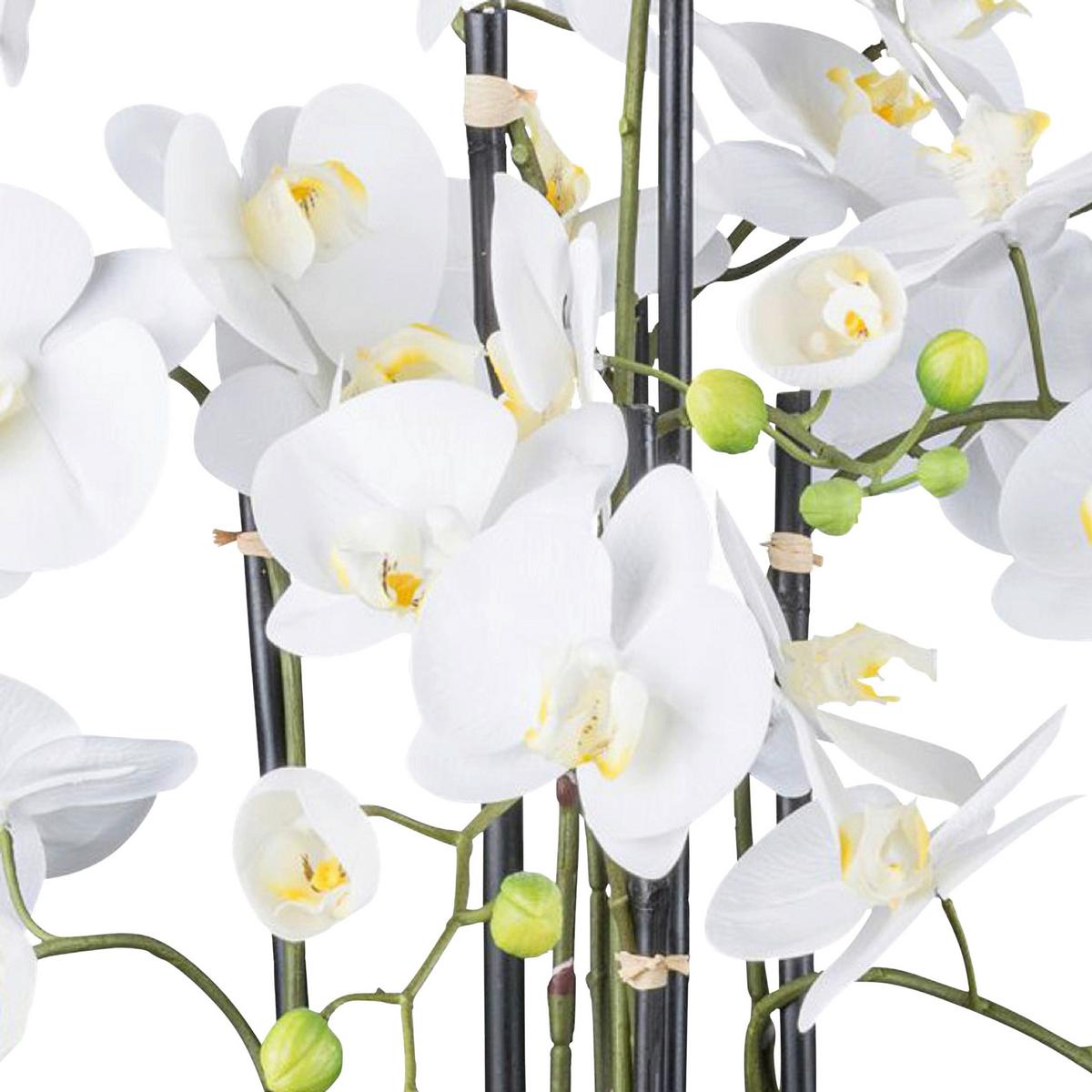 Kunstpflanze Orchidee H: 93 cm - Weiß/Grün, Design, Kunststoff (93cm)