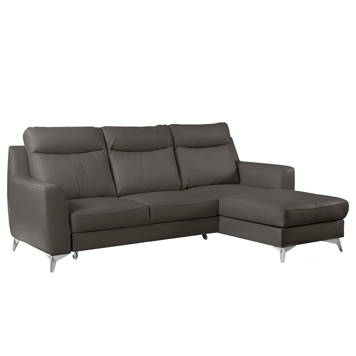 Ecksofa Gio Dunkelbraun S: 168x236 Cm - Chromfarben/Dunkelbraun, Design, Leder/Textil (168/236cm) - Livetastic