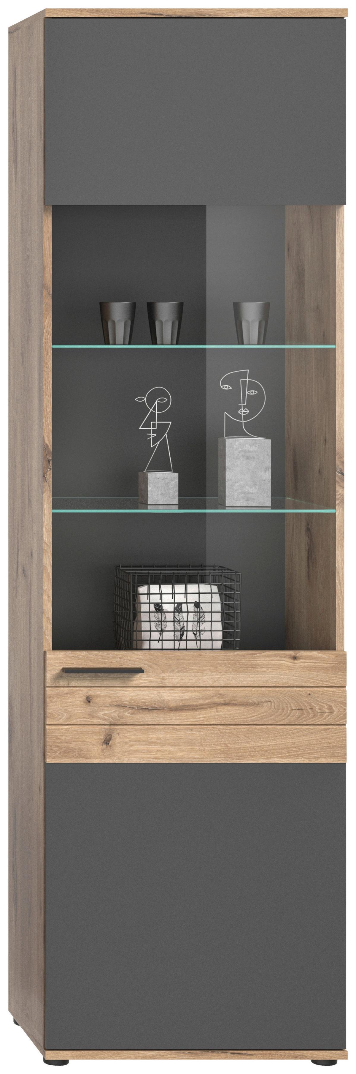 Wohnwand Basalt Grau Nachbildung,324 cm - Glas/Holzwerkstoff (324/200/47cm) - MID.YOU