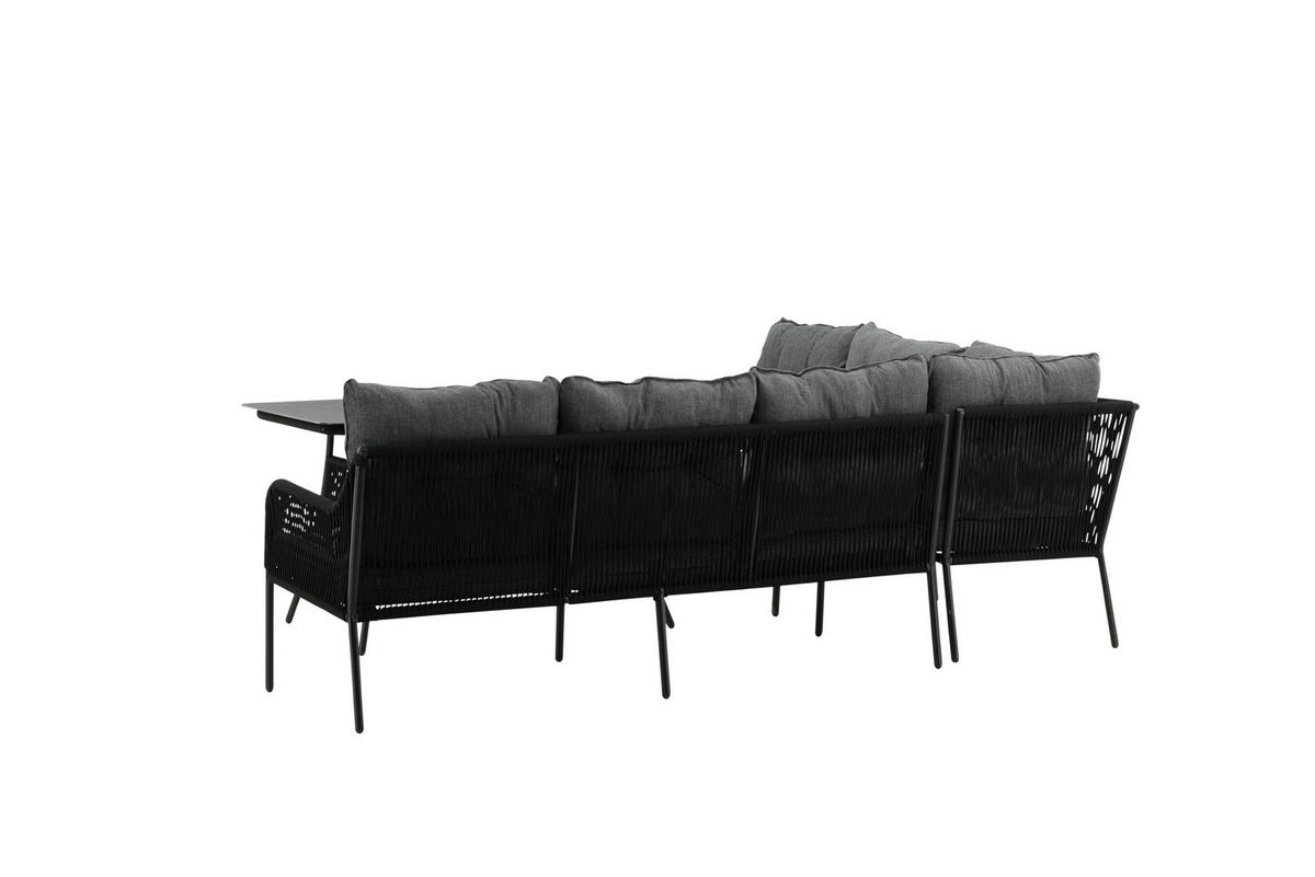 Loungegarnitur 2-tlg Berlin Metall/glas/dekor Mit Kissen - Schwarz, KONVENTIONELL, Metall (173/196cm) - Gardenson