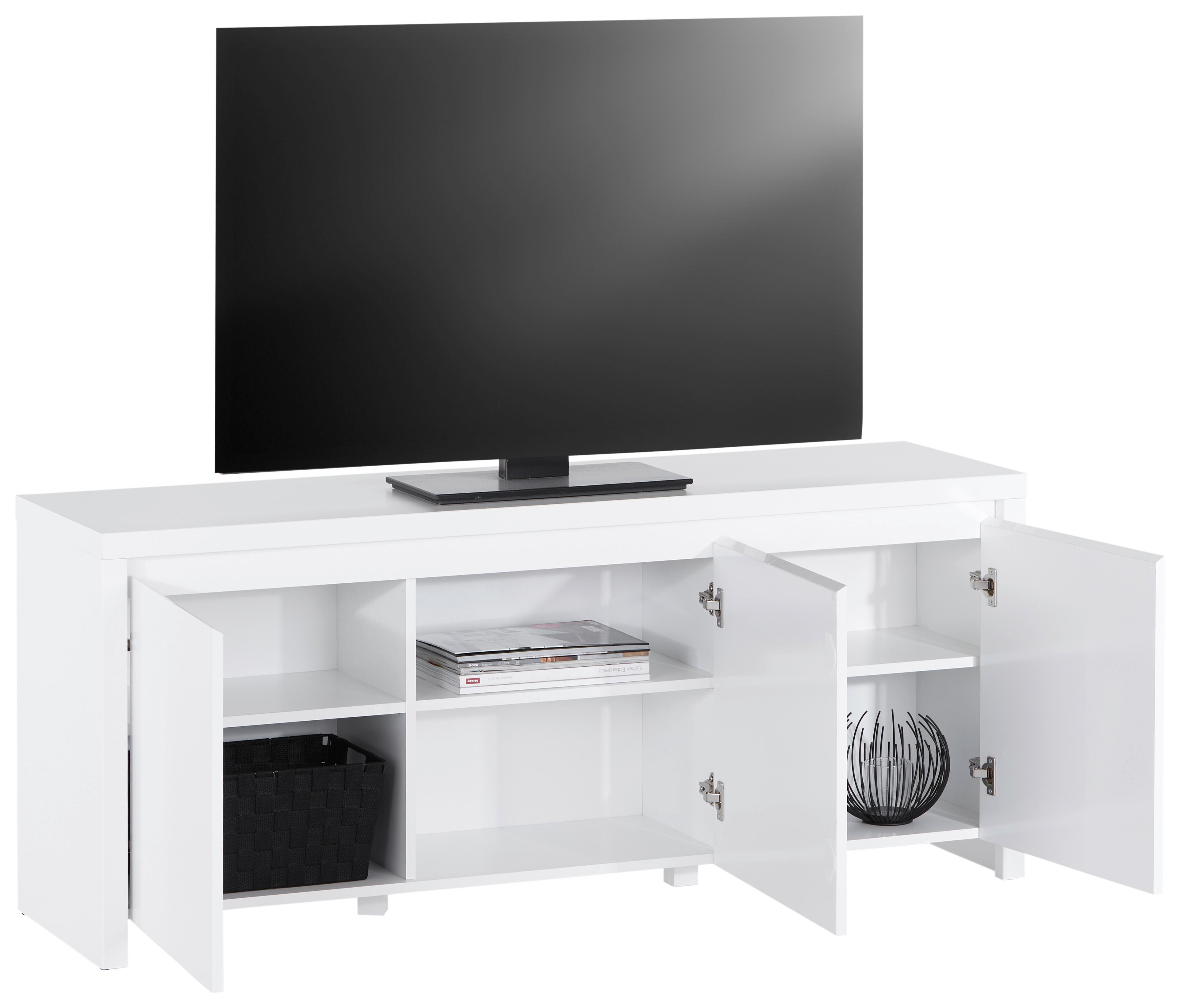Médiaállvány 143/61 Cm - fehér, Modern, faalapú anyag (143,2/61/40cm)