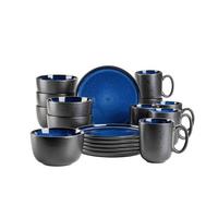 Frühstücksservice Niara Blau Schwarz 4 Personen - Blau/Schwarz, Basics, Keramik - Mäser