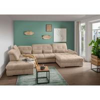 Wohnlandschaft Dalida Hellbraun U: 254x376x195 Cm - Chromfarben/Hellbraun, MODERN, Textil (254/376/195cm) - Livetastic