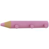 Hakenleiste Stifto B: 37 Cm Buntstiftform Pink 3 Haken - Pink, Design, Holzwerkstoff (37/5/6cm) - MID.YOU