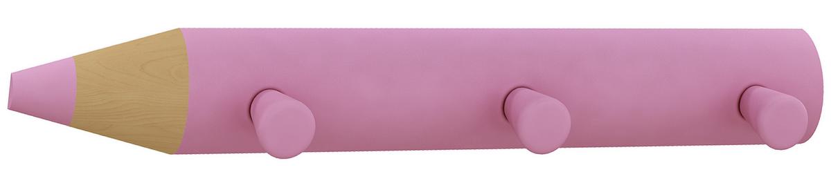 Hakenleiste Stifto B: 37 Cm Buntstiftform Pink 3 Haken - Pink, Design, Holzwerkstoff (37/5/6cm) - MID.YOU