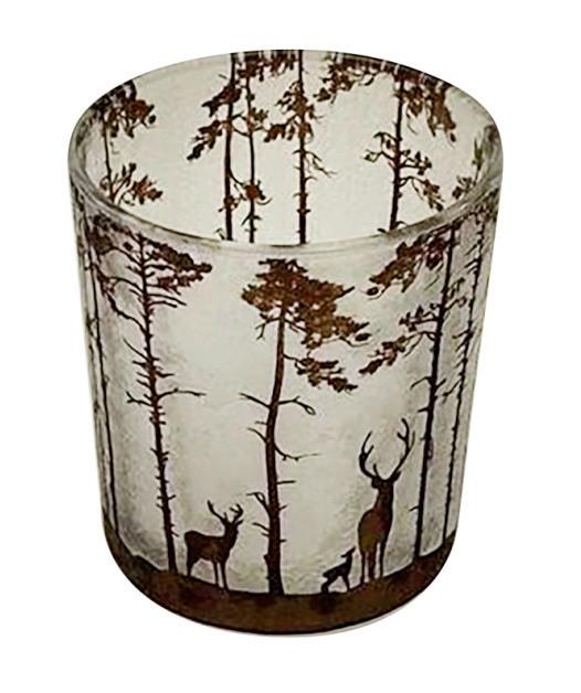 Teelichtglas Laura - Braun/Weiß, KONVENTIONELL, Glas (8,8/10cm) - Luca Bessoni