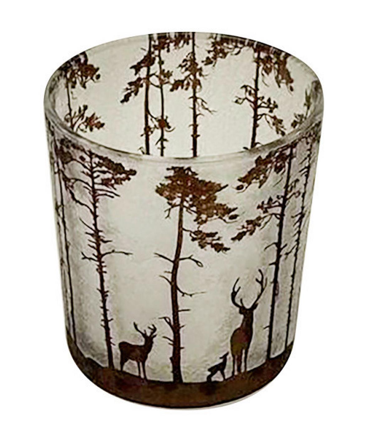Teelichtglas Laura - Braun/Weiß, KONVENTIONELL, Glas (8,8/10cm) - Luca Bessoni