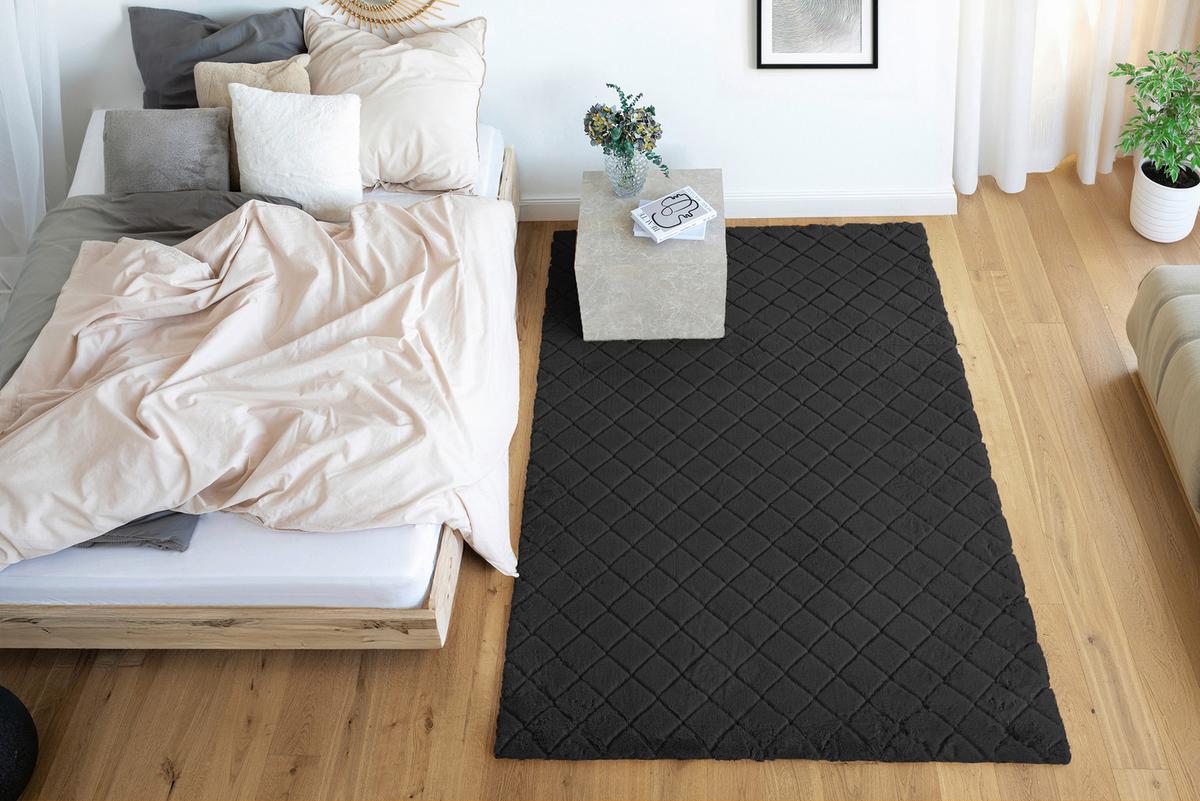 Hochflorteppich Schwarz Imala ca. 160x230 cm - Schwarz, Basics, Textil (160/230cm) - Kayoom