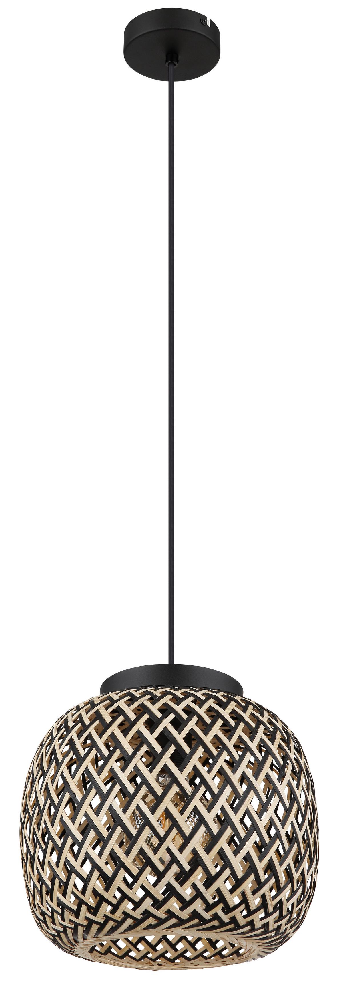 Hängeleuchte 15766h1 - Schwarz/Naturfarben, Natur, Naturmaterialien/Kunststoff (30/120cm) - Globo