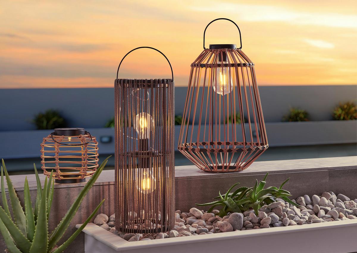 Solární svítidlo Zale - černá/přírodní barvy, Moderní, kov/plast (15,5/15-21,5cm) - Modern Living