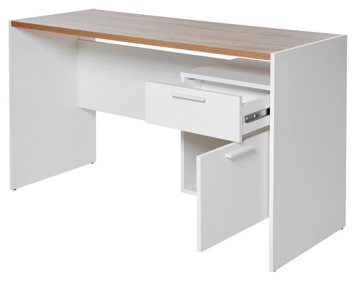 Schreibtisch ml C 130 - Eichefarben/Weiß, KONVENTIONELL, Holzwerkstoff (123/55/74,5cm) - Livetastic