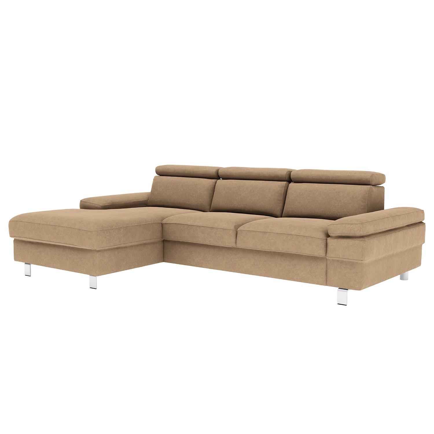 Ecksofa Elvis Sandfarben S: 182x259 Cm - Sandfarben/Silberfarben, KONVENTIONELL, Textil (182/259cm) - Trendmanufaktur