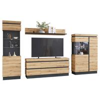 Stapelprogramm Corte Grau/eiche Dekor B: 324,5 Cm - Eichefarben/Grau, Trend, Glas/Holzwerkstoff (324,5/200,5/40cm)