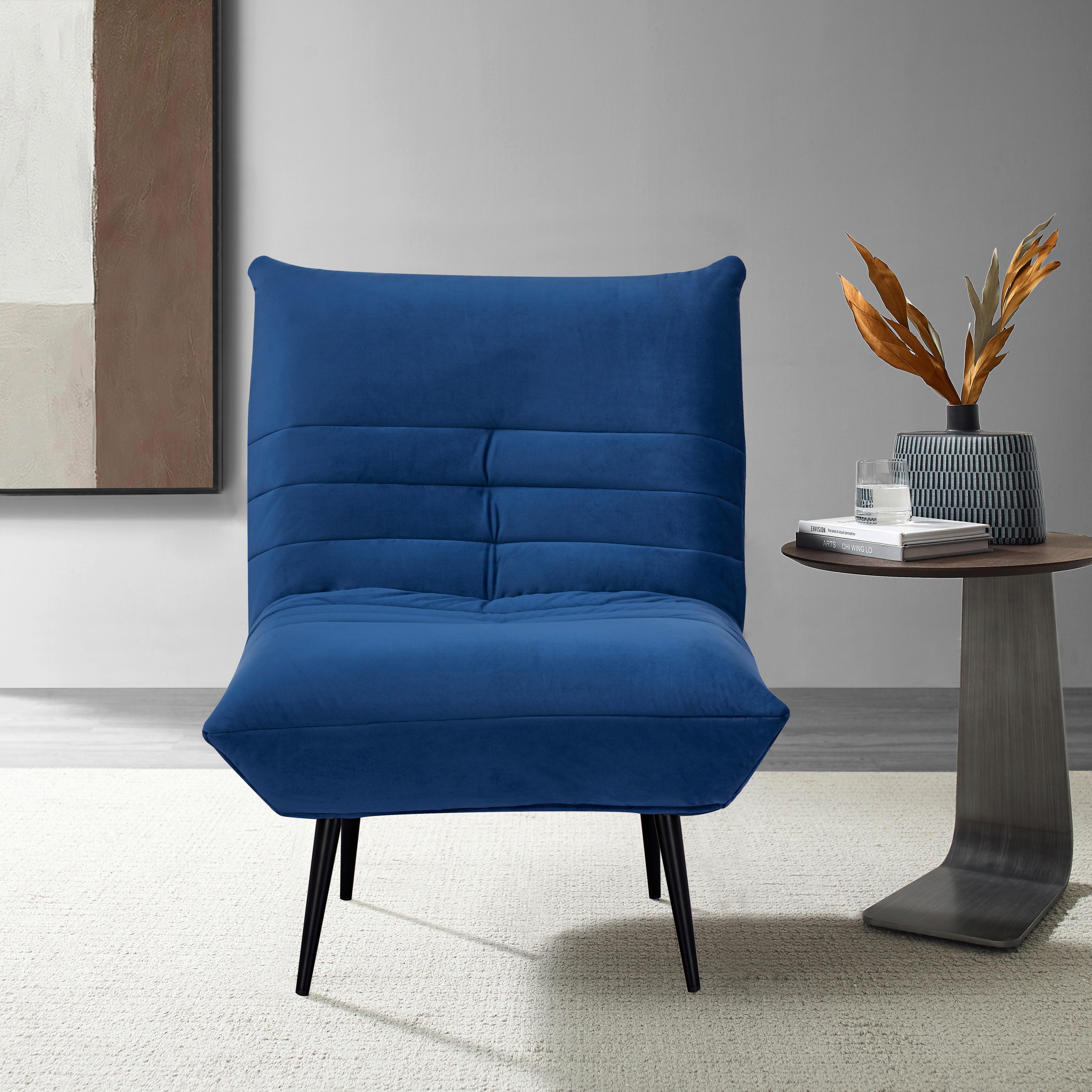 Sessel Jarvis Blau Samt B: 75 Cm - Blau/Schwarz, MODERN, Textil (75/92/87cm) - MID.YOU