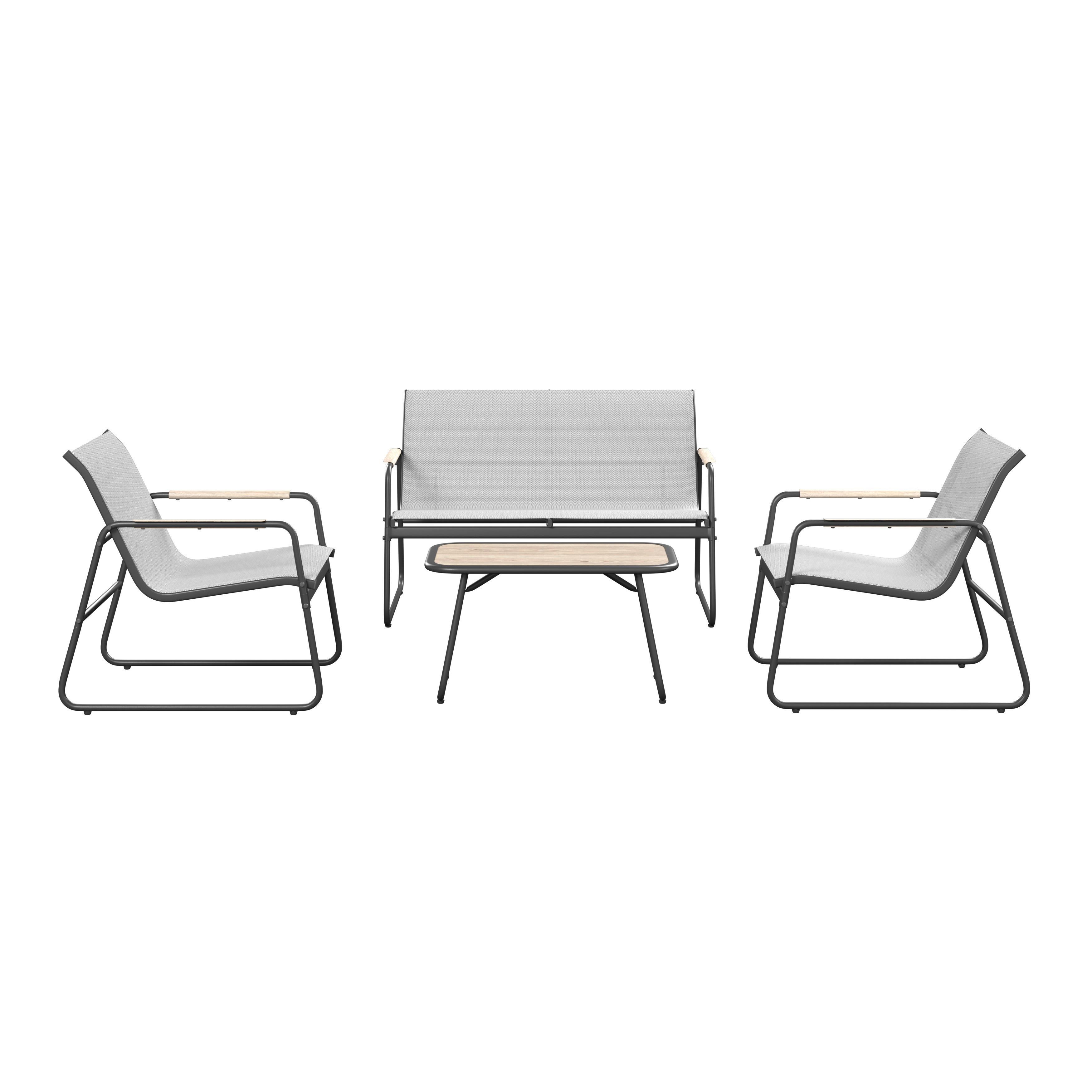 Loungegarnitur Mailand - Dunkelgrau/Hellgrau, MODERN, Kunststoff/Textil - Beldano