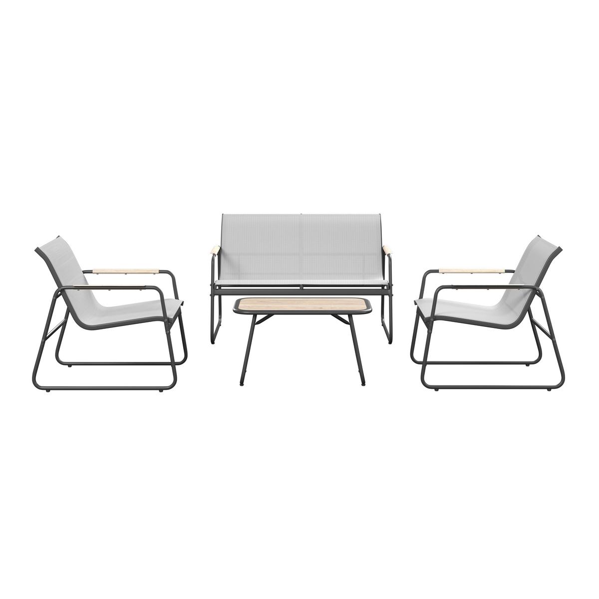 Loungegarnitur Mailand - Dunkelgrau/Hellgrau, MODERN, Kunststoff/Textil - Beldano