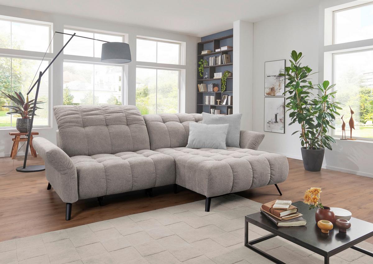 Ecksofa Coast Silberfarben B: 244-270 Cm - Silberfarben/Schwarz, KONVENTIONELL, Holzwerkstoff/Textil (244-270/87-104/173cm)