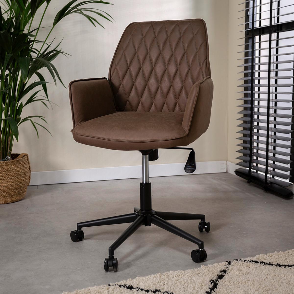Drehstuhl Knox - Taupe/Schwarz, KONVENTIONELL, Textil/Metall (57/87/52cm) - MID.YOU