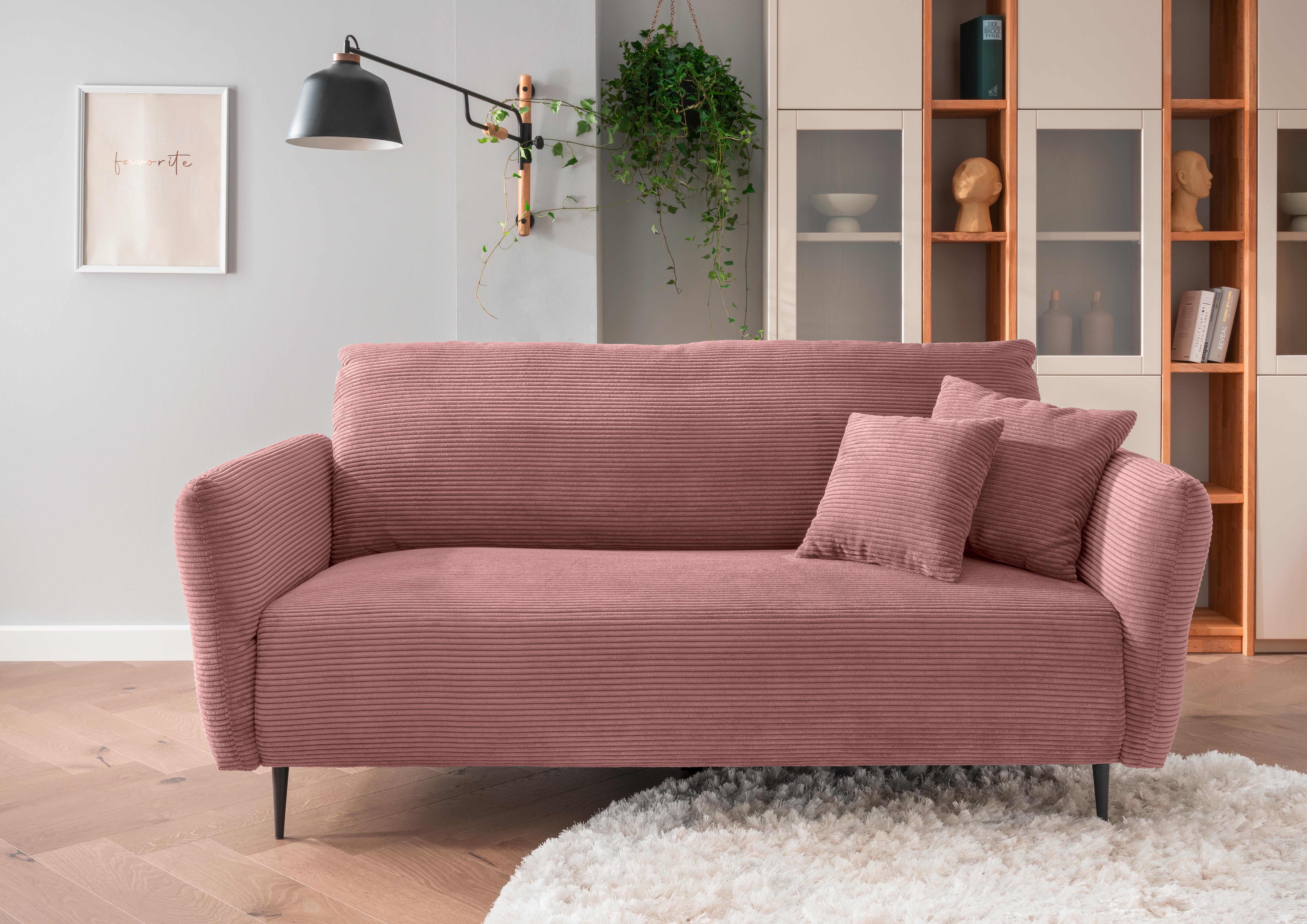 3-Sitzer-Sofa Vanilla Rosa - Schwarz/Rosa, Design, Textil (201/97/102cm) - Livetastic