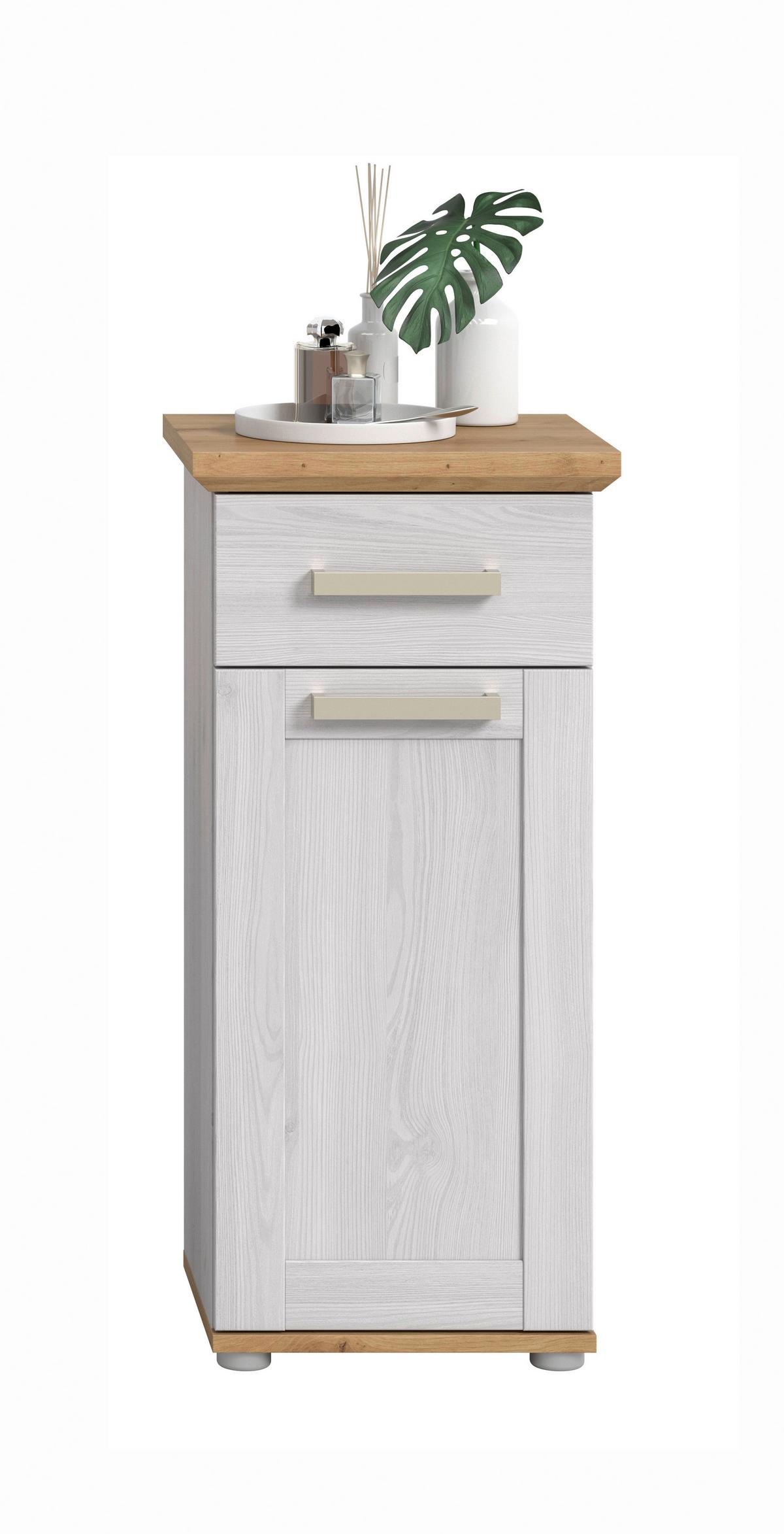 Midischrank Verona Eiche Dekor /Lärchefarben B: 39cm - Silberfarben/Lärchefarben, Trend, Holzwerkstoff (39/85/34cm) - MID.YOU
