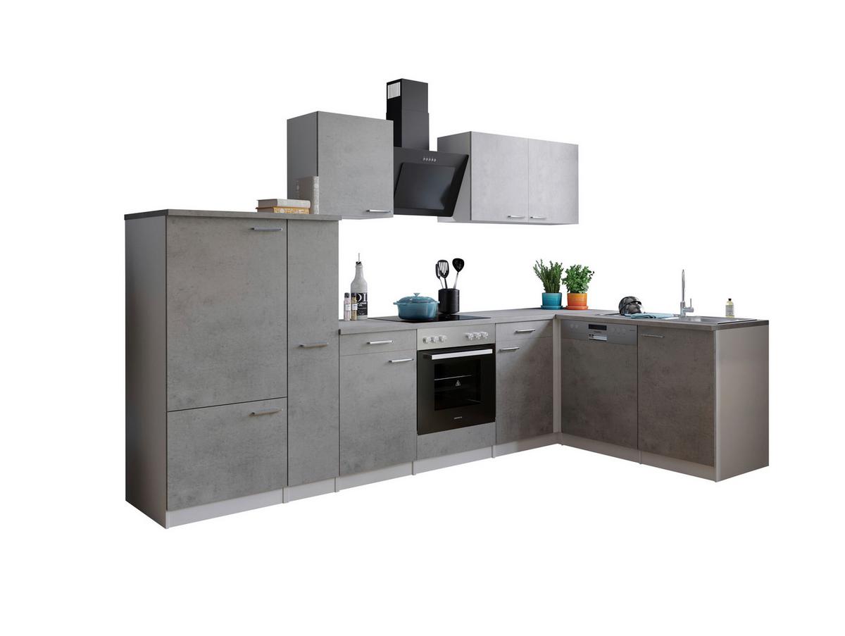 Eckküche Malia 310x172 Cm Grau, Mit Geräte - Weiß/Grau, Basics, Holzwerkstoff (310/172cm) - Respekta