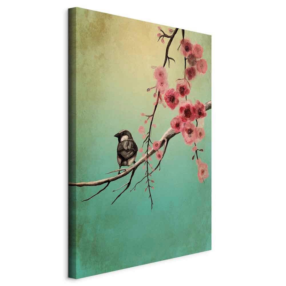 Leinwandbild Cherry Flowers Türkis Beige B: 60 cm